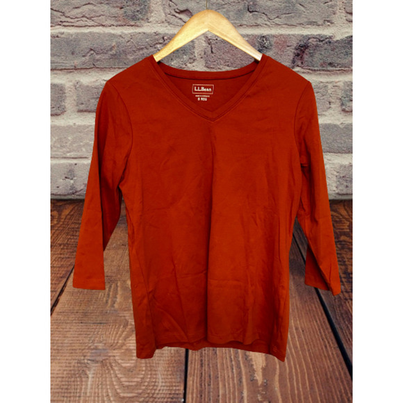 L.l. Bean 3/4 Sleeve V-neck top - Size Small NWOT - Picture 1 of 3